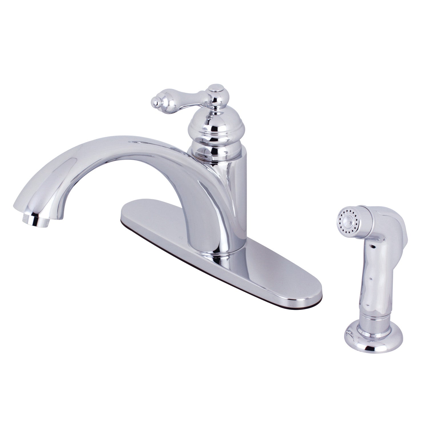 Kingston Vintage KS6571ALSP Single-Handle 2-or-4 Hole Kitchen Faucet with Side Sprayer, Polished Chrome — image 1